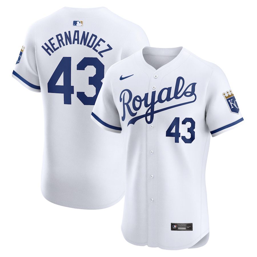 Men Kansas City Royals 43 Carlos Hernandez Nike White Home Elite Player MLB Jersey
